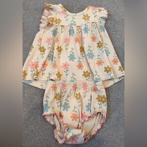 Charming Floral Kids Matching Set - Cream